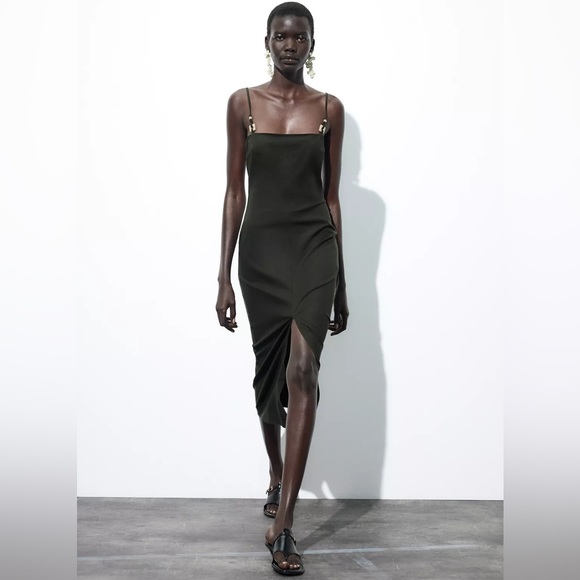Zara NWT Linen Midi Dress Women’s Size S - Picture 1 of 6